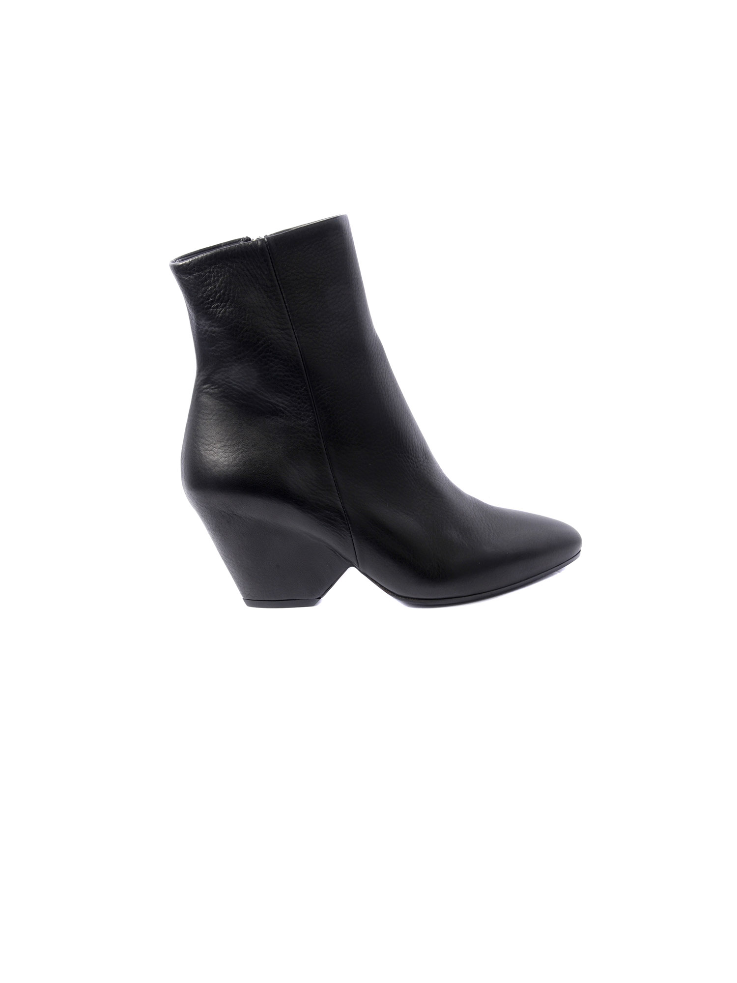 Vic Matie Black Leather Ankle Boots with Shell-Shaped Heel - HauteFootwear