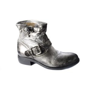 Biker Ankle boots in Silver Wash leather